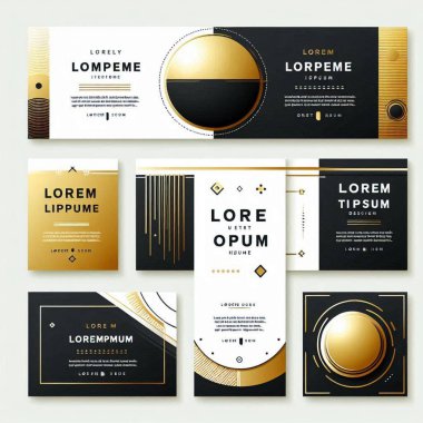 Elegant black and gold promotional banners for event or business clipart