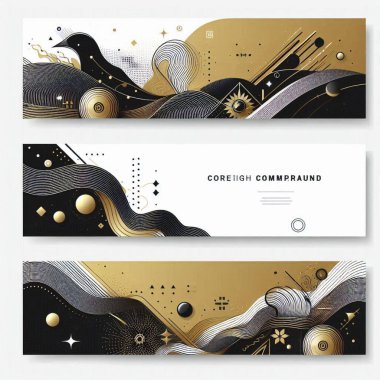 Elegant black and gold promotional banners for event or business clipart