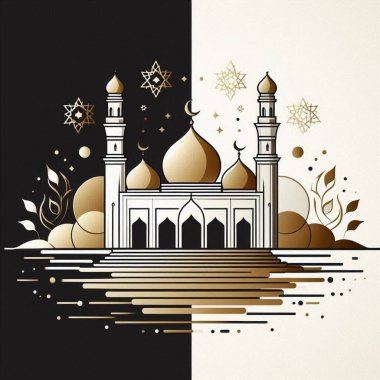 Birden fazla kubbe ve minaresi olan stilize cami arkaplanları