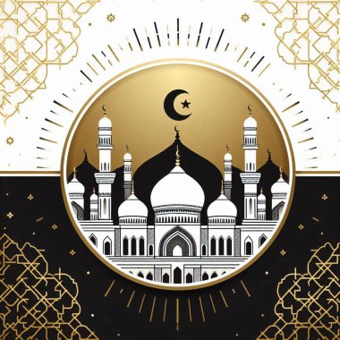 Birden fazla kubbe ve minaresi olan stilize cami arkaplanları