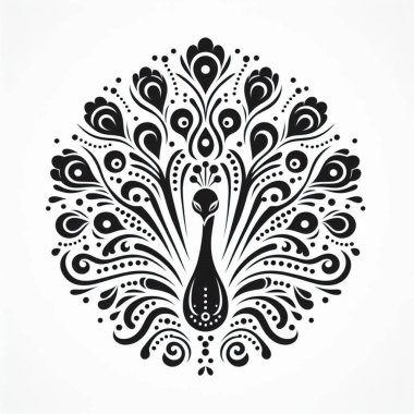 Stylized peacock design with floral batik pattern combination suitable for your design clipart