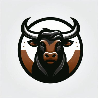 Modern black and brown bull logo icon sign design inspirations clipart