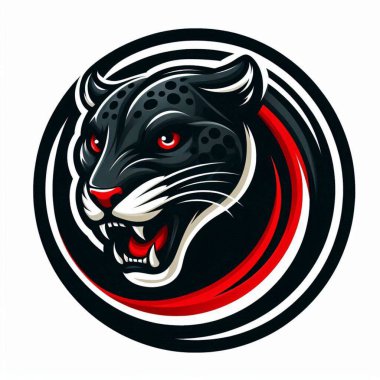 Black and red jaguar logo design clipart