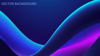 Üst üste binen geometrik şekillerin mavi ve mor tonlarında pürüzsüz eğimlere sahip fütüristik arkaplan