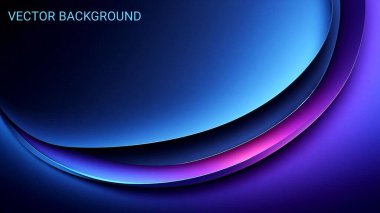 Üst üste binen geometrik şekillerin mavi ve mor tonlarında pürüzsüz eğimlere sahip fütüristik arkaplan