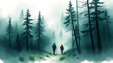 Serene Yürüyüş Macerası Manzaralı Orman Yolları