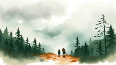 Serene Yürüyüş Macerası Manzaralı Orman Yolları