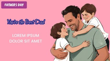 Çocuk Resimli Mutlu Baba - Sıcak Aile Sahnesi