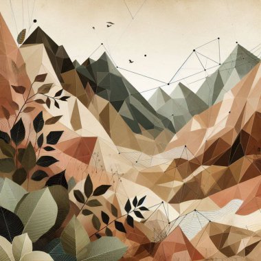 Origami ve doğal renk paletlerinden esinlenen organik ve dünyevi çokgen arkaplan. Çevre markalaşması, doğa temalı grafikler ve dikkatli tasarım projeleri için harika..