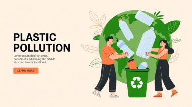 Plastik kirliliğini ele alan vektör illüstrasyonu