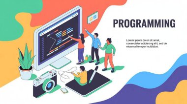 renkli modern vektör çizimi bir programlama kavramı