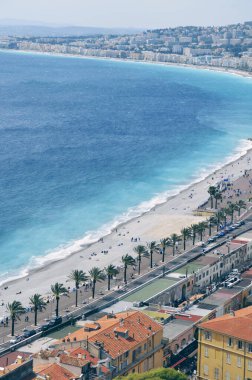 Fransa 'nın Nice şehrinin panoramik manzarası, 17 Nisan 2019