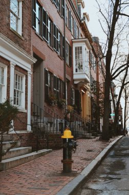 14 Şubat 2020 'de Boston, ABD' deki Beacon Hill mahallesinde güzel bir cadde.