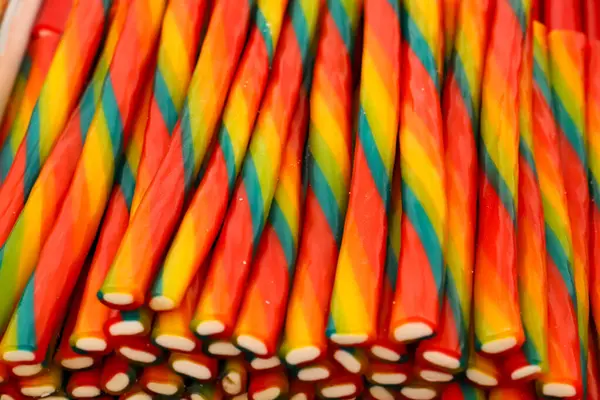Colorful candy stall in the market. Licorice.