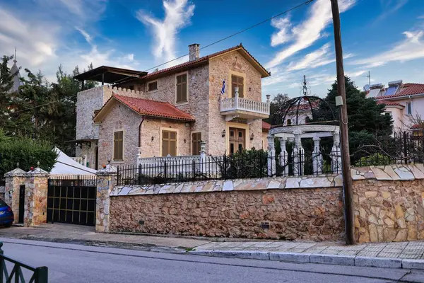 Yunanistan 'ın antik kentinin eski taş duvarı