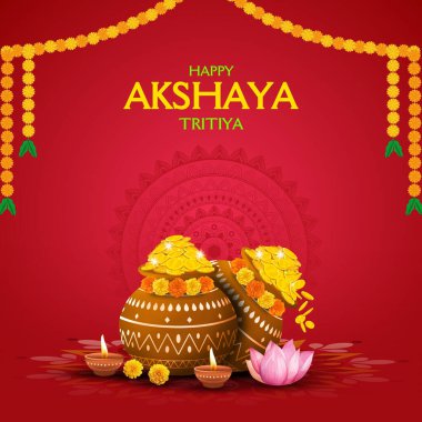 Indian Religious Festival Akshaya Tritiya Background Template Design Vector Illustration clipart