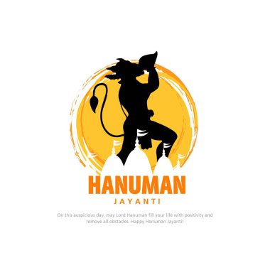 Mutlu Hanuman Jayanti, Tanrı Sri Hanuman 'ın doğumunu kutluyor. Vektör illüstrasyonu.