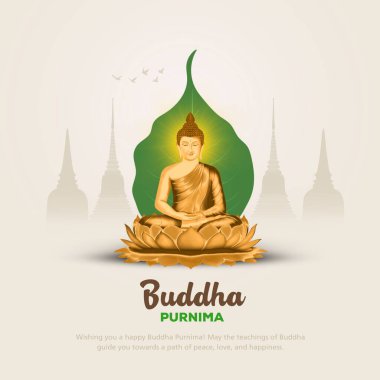 Beyaz Arkaplan Siluet Vektör Çizimi Tasarımı ile Mutlu Vesak Günü Budha Purnima