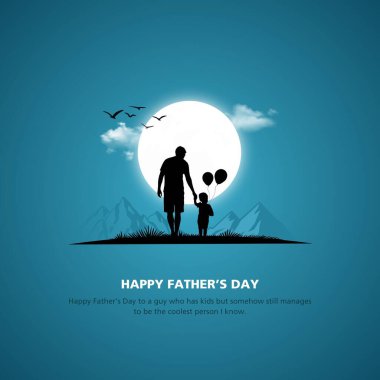 Babalar ve çocukların siluetleriyle Babalar Günün kutlu olsun. Üzerinde Babalar Günü 'nden güzel bir mesaj olan tebrik kartı..