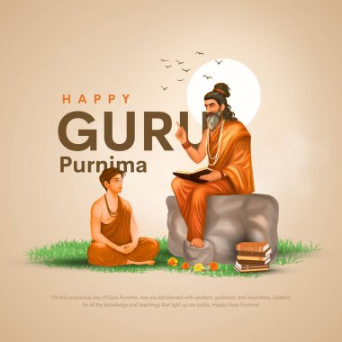 Guru Purnima 'nın Onur Günü için yaratıcı vektör illüstrasyonu.