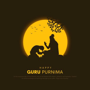 Yeni Mutlu Purnima gurusu ve Shishya öğretmeni. Tanrı soyut Vektör İllüstrasyon Tasarımı.