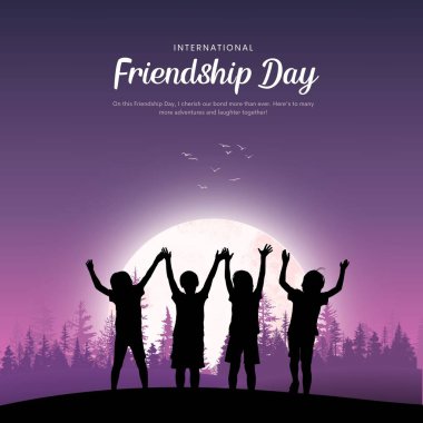 Uluslararası Dostluk Günü. Mutlu arkadaşlık günü yaratıcı şablon, poster, afiş, sosyal medya postası, kartpostal, arkaplan vs..