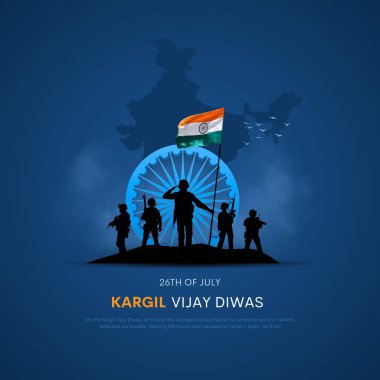 kargil vijay diwas. İnsanlar Hint ordusunun zafer gününü hatırlayıp kutluyorlar. Kargil Vijay Diwas 'ın 26 Temmuz Kargil vektör çizimi. Kargil Vijay Diwas anıt heykel konsepti taşıyıcısı.