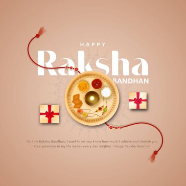 Indian brother and sister festival happy Raksha Bandhan concept. Rakhi celebration in india festive vector illustration clipart