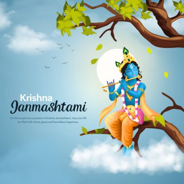 Hint safra kesesi festivali mutlu shree krishna janmashtami. vektör çizimi tasarımı
