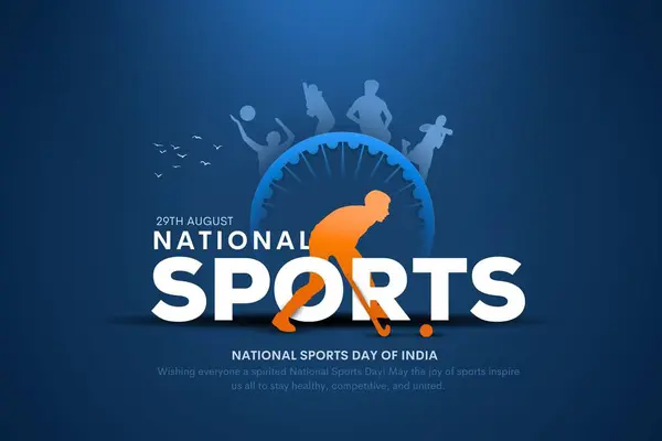 stock image National sports day, national sports day celebration concept. sports background. Cool modern typography style and illustrations of soccer players, badminton, basketball, baseball, tennis and more