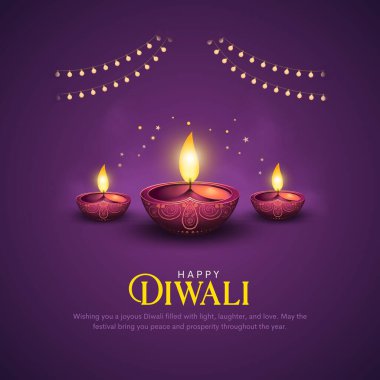 Indian festival Happy Diwali with Diwali Diya, holiday Background, Diwali celebration greeting card, illustration design. clipart