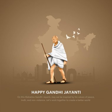 2nd October Happy gandhi jayanti. indian Freedom Fighter Mahatma Gandhi he is known as Bapu. abstract illustration design clipart