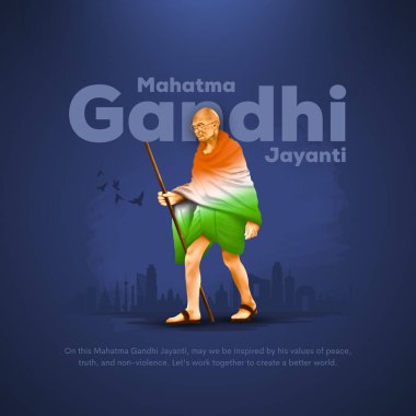 2nd October- Gandhi Jayanti, with creative design, Mohandas Karam Chandra Gandhi Birthday clipart