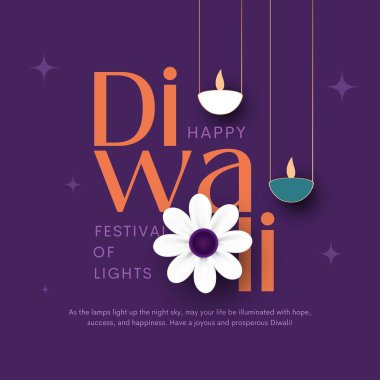 Hint festivali Diwali Diya ile Mutlu Diwali, tatil geçmişi, Diwali kutlama kartı, illüstrasyon tasarımı.