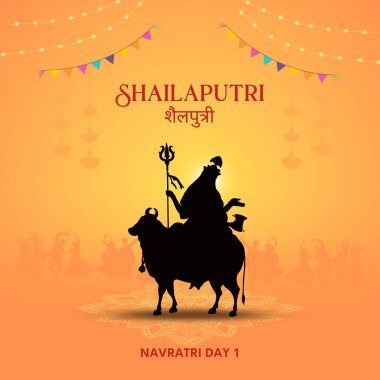 Ma shailaputri Navratri 'nin Güzel Geçmişi, Mutlu Navratri Günleri. Hintçe metin anlamı shailaputri