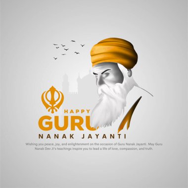 Mutlu Guru Nanak Jayanti bayrak tasarım şablonu.