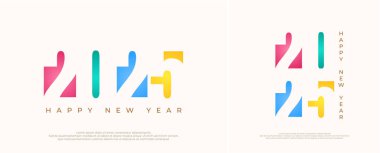 Mutlu yıllar 2025 Parlak arka plan altın konfeti vektörü Mutlu yıllar 2025 metin tasarımı. Çin Yeni Yılı 2025 vektör tasarımı. Yeni yıl parti kartı.