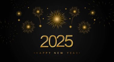 Mutlu yıllar 2025 Parlak arka plan altın konfeti vektörü Mutlu yıllar 2025 metin tasarımı. Çin Yeni Yılı 2025 vektör tasarımı. Yeni yıl parti kartı.