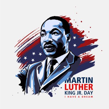 Martin Luther King Günü ilanı, afiş ya da poster. Metin için kopyalama alanı olan vektör illüstrasyonu.