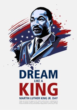 Martin Luther King Günü ilanı, afiş ya da poster. Metin için kopyalama alanı olan vektör illüstrasyonu.