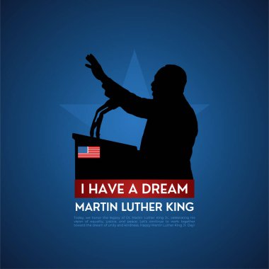 Martin Luther King Günü ilanı, afiş ya da poster. Metin için kopyalama alanı olan vektör illüstrasyonu.