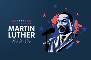 Martin Luther King Günü ilanı, afiş ya da poster. Metin için kopyalama alanı olan vektör illüstrasyonu.