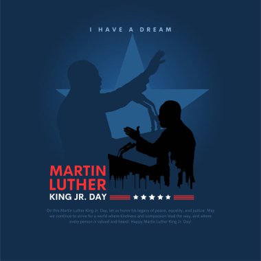 Martin Luther King Günü ilanı, afiş ya da poster. Metin için kopyalama alanı olan vektör illüstrasyonu.
