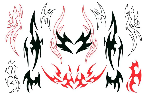 Neo kabilesi dövmesi. Siyah ve kırmızı emo gotik kabile dövmesi tasarımı.