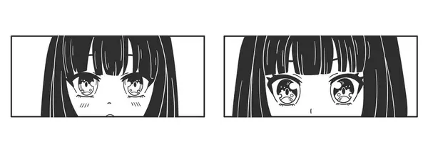 Manga tarzı. Japon çizgi film konsepti. Anime kızı. Vektör