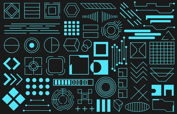 Fütürist tasarım elementleri. Perspektif şebekeleri, siber punk elementleri, gerçeküstü geometrik şekiller, geometri. Vektör ögeleri ve işaretleri