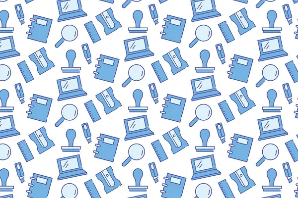 Kırtasiye ögelerinin asgari taslak biçiminde pürüzsüz deseni.