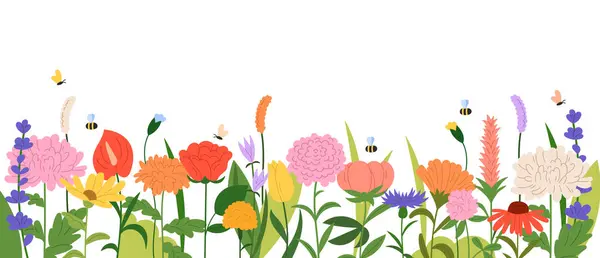 Alttan büyüyen çiçekli minimalist bir pankart. Ağ, poster veya ambalaj için temiz ve modern tasarım.