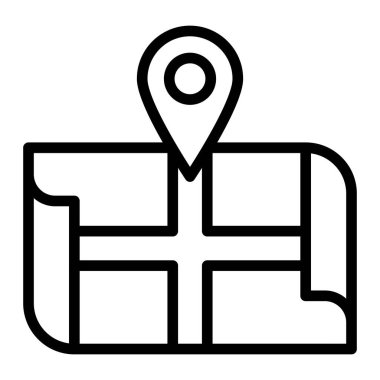 Harita Vektör Satır Simgesi Tasarımı