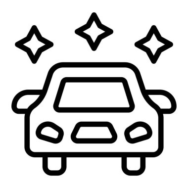 Araba Yıkama Vektör Hattı Simge Tasarımı